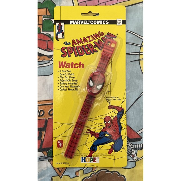 Hope 1990 Marvel Comics Amazing Spider Man Flip Quartz Watch Sealed NOS Vintage - Picture 1 of 2